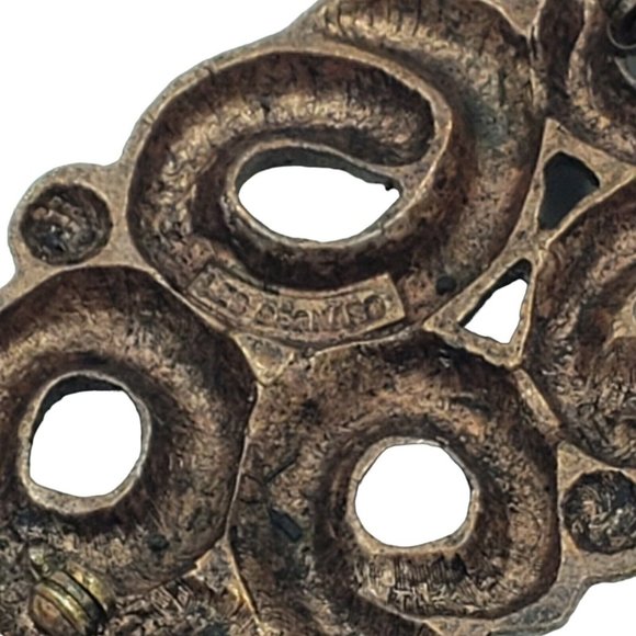 Les Bernard Large Brooch Burnished Copper Tone Swirl Signed Vintage - Picture 8 of 12